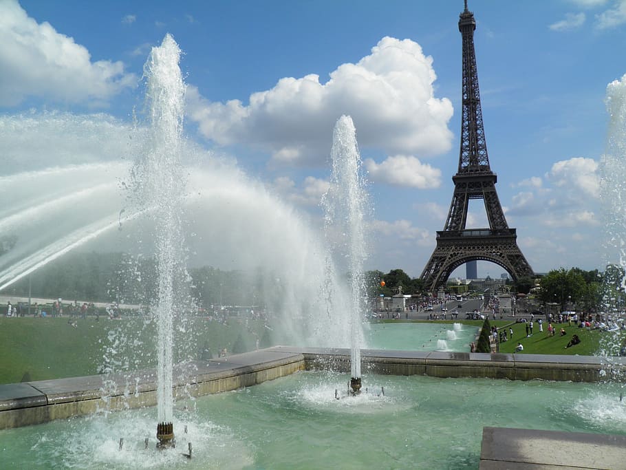 Eiffel Tower, Paris, water, architecture, travel destinations HD wallpaper