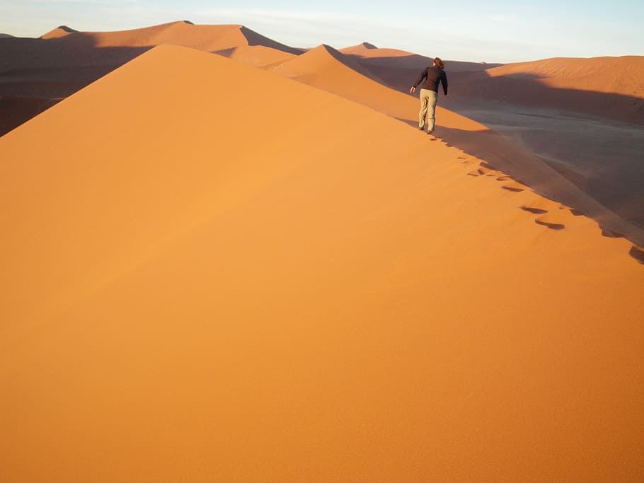 Sand Dunes, Namib Desert, outdoors, nature, landscape, sunset, HD wallpaper