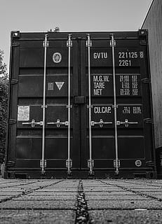 container, cargo, store, construction containers, black white HD wallpaper