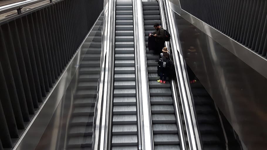 escalator, up, modern, electric, architecture, convenience HD wallpaper