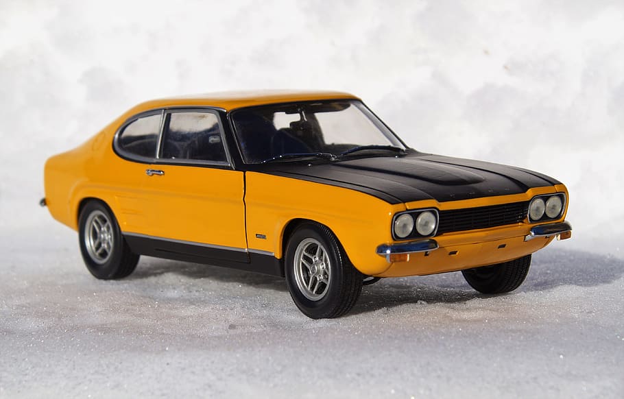 Auto, Model Car, Ford, Capri, Vehicles, toys, snow, oldtimer HD wallpaper