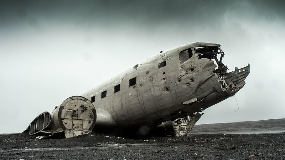 wreck plane digital wallpaper, airplane, wrecked, aircraft, crash