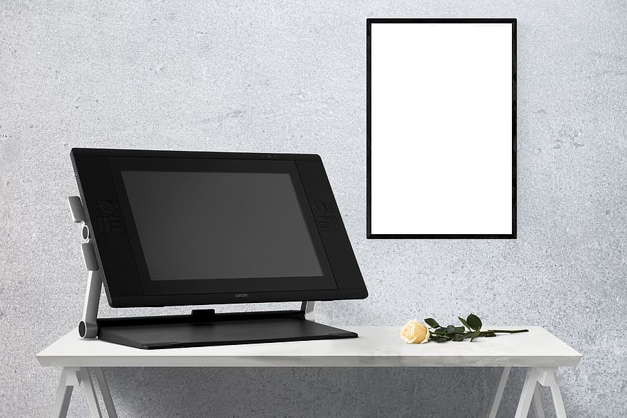 mockup, wall, poster, frame, template, interior, technology