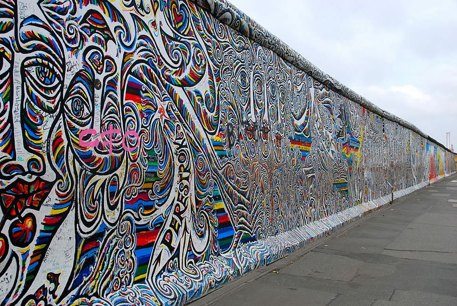 abstract graffiti wall art, Berlin Wall, Painting, multi colored