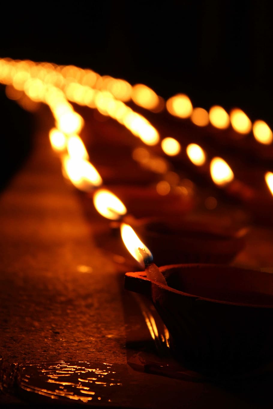 selective focus photo of lighted candles, Night, Diyas, Diwali, HD wallpaper