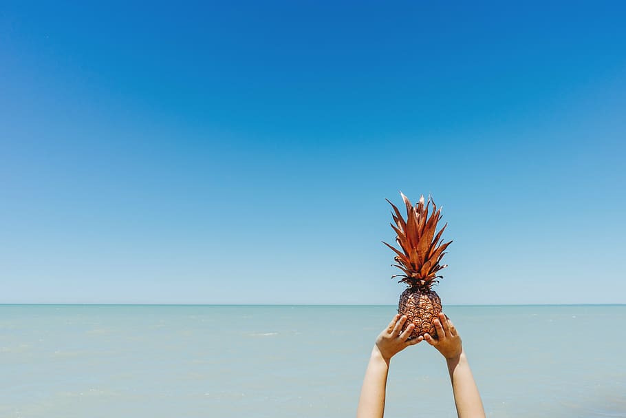 person lifting pineapple fruit, dessert, appetizer, juice, crop HD wallpaper
