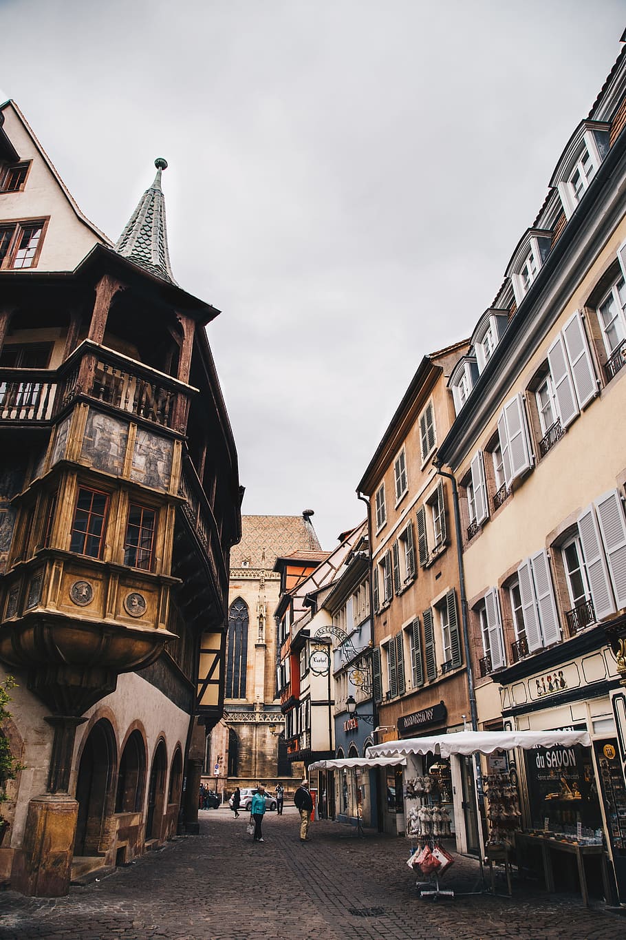 france, alsace, colmar city, old city, old house, street, building exterior, HD wallpaper