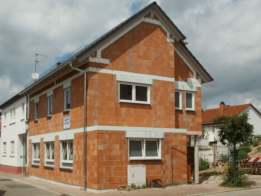 Hockenheim, House, Building, ludwigstr, construction site, clay bricks, HD wallpaper