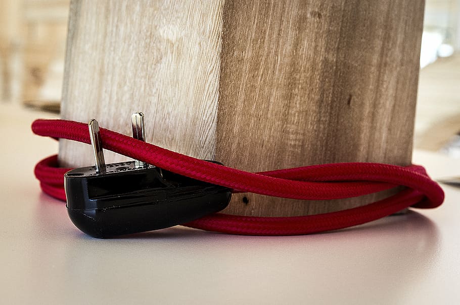 loop, red, lights, cable, electricity, power, focus on foreground HD wallpaper