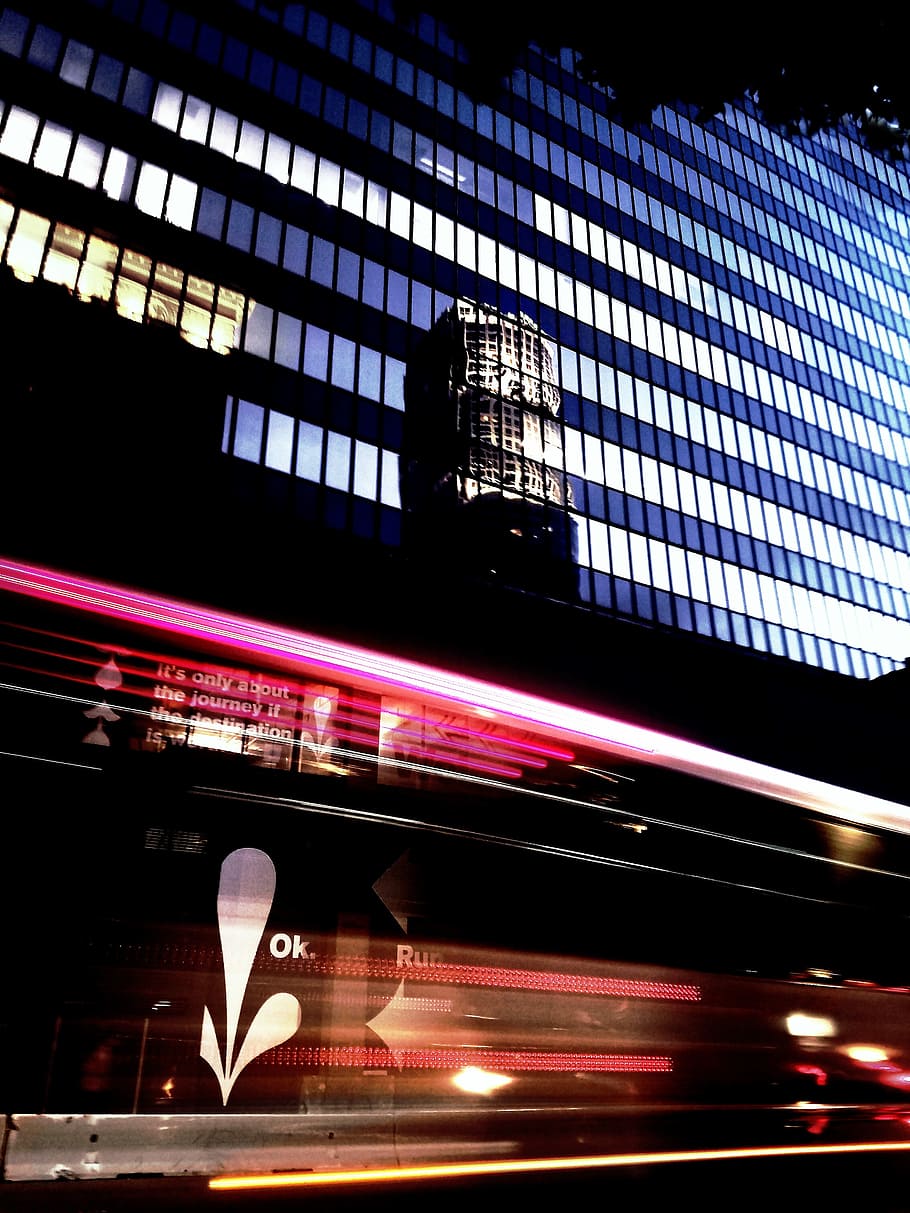 Virtual vision, untitled, city, street, train, light, light trail HD wallpaper