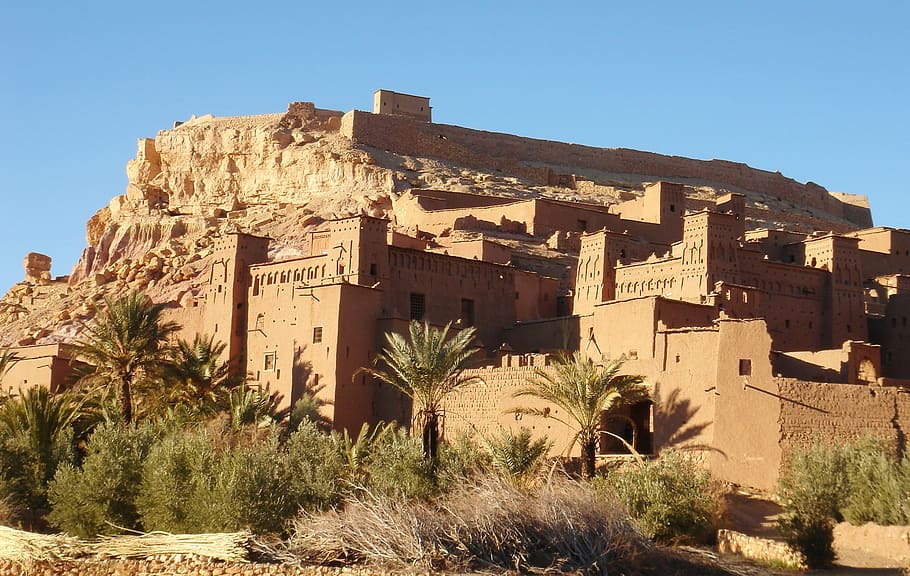 landscape of ruins, ait ben haddou, morocco, kasbah, architecture, HD wallpaper