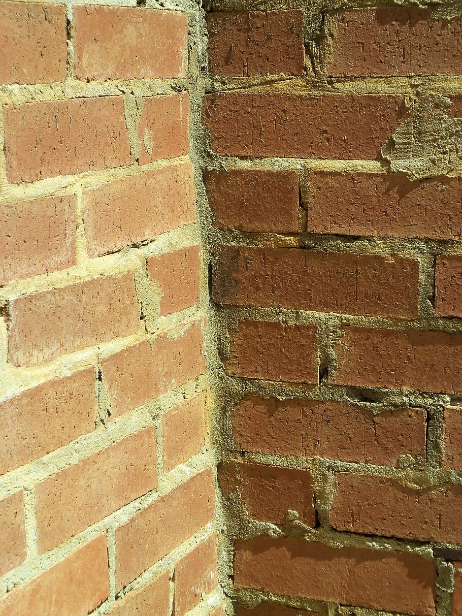 bricks, corner, design, wall, exterior, surface, pattern, brown HD wallpaper