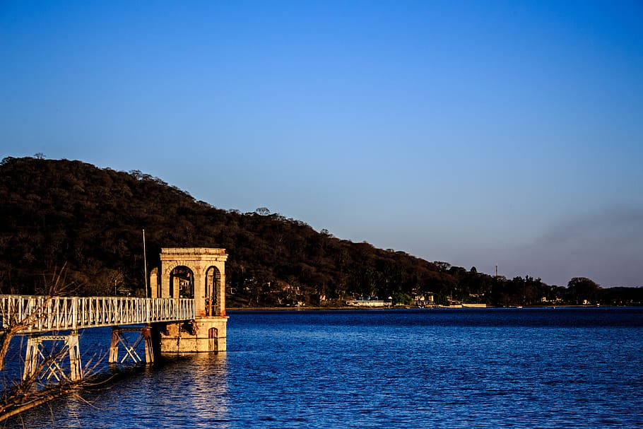 Dam, Bridge, Water, Landscape, Nature, swamp, lake, carmen HD wallpaper