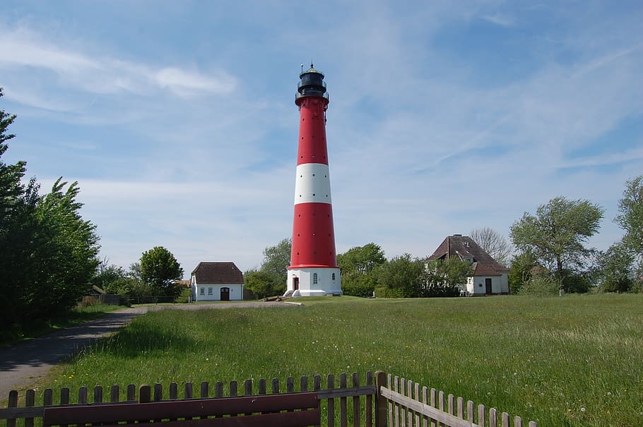 lighthouse, grass, sky, architecture, built structure, building exterior HD wallpaper