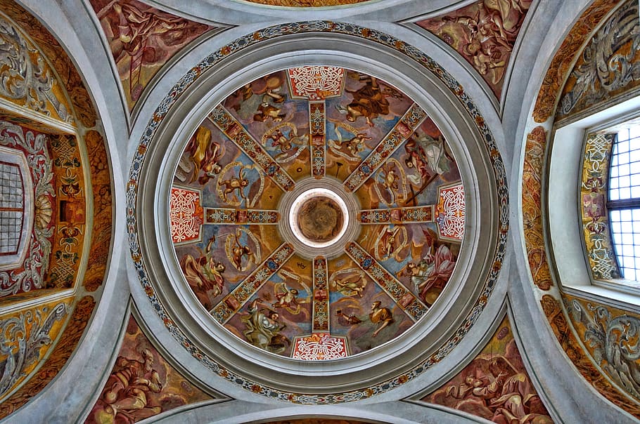 Dome, Ceiling, Cathedral, Ornamental, church, pattern, decoration HD wallpaper