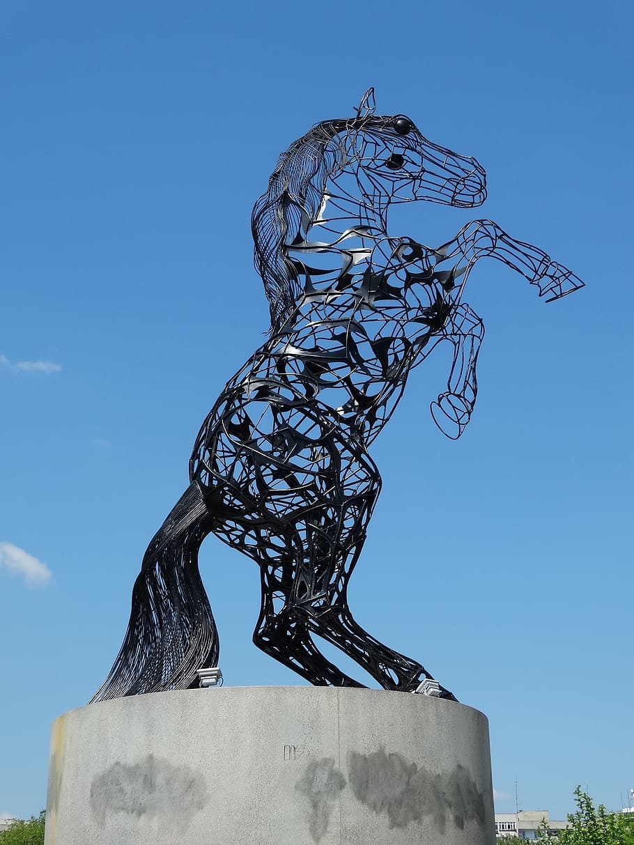 horse, statue, ior, bucharest, sky, blue, clear sky, no people HD wallpaper