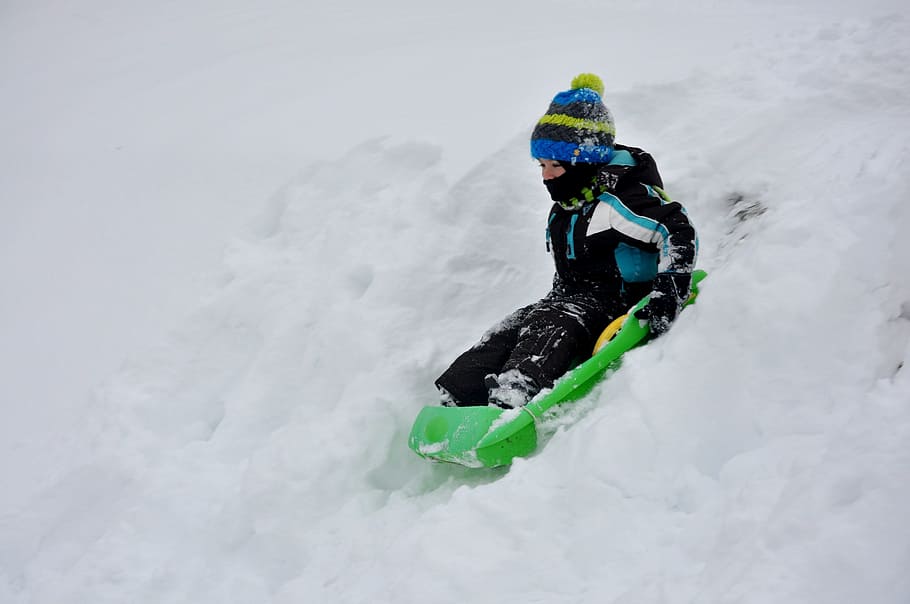 Vosges, Winter, Sledge, Slips, Snow, fun, sport, outdoors, child HD wallpaper