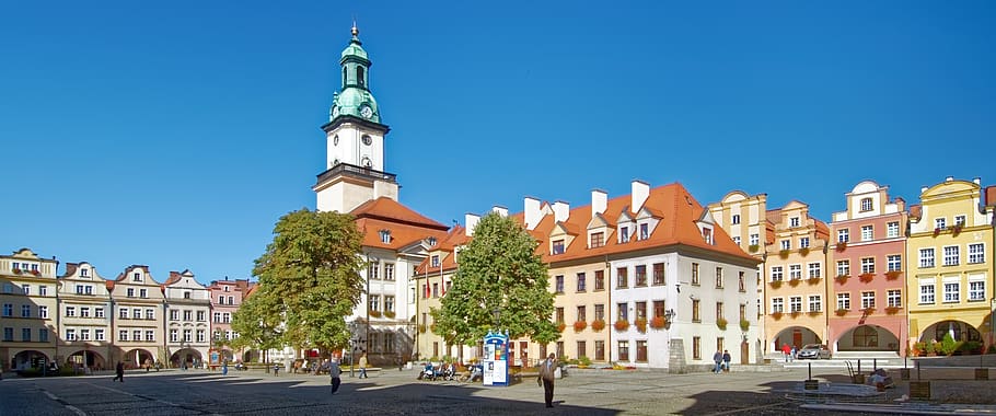 poland, silesia, jelenia góra, town hall, marketplace, historic center, HD wallpaper