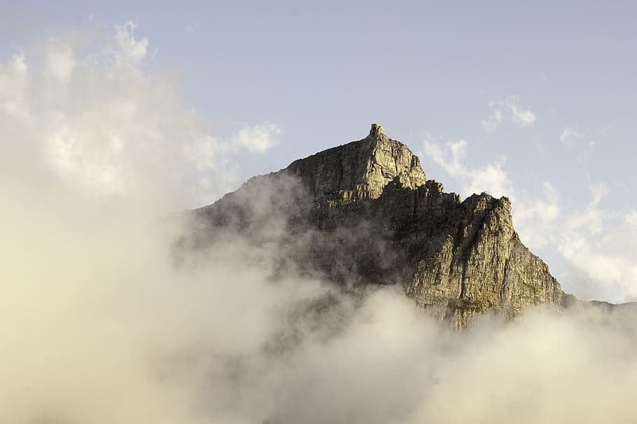 close-up photography of brown mountain, Mountain, Trail, Clouds HD wallpaper