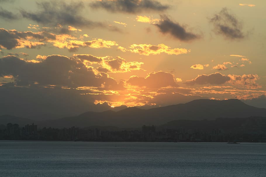 sunset, sea, ocean, water, sky, nature, cloud - sky, beauty in nature HD wallpaper