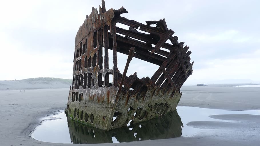 ship, wreck, shipwreck, pacific, ocean, sea, iredale, beach HD wallpaper