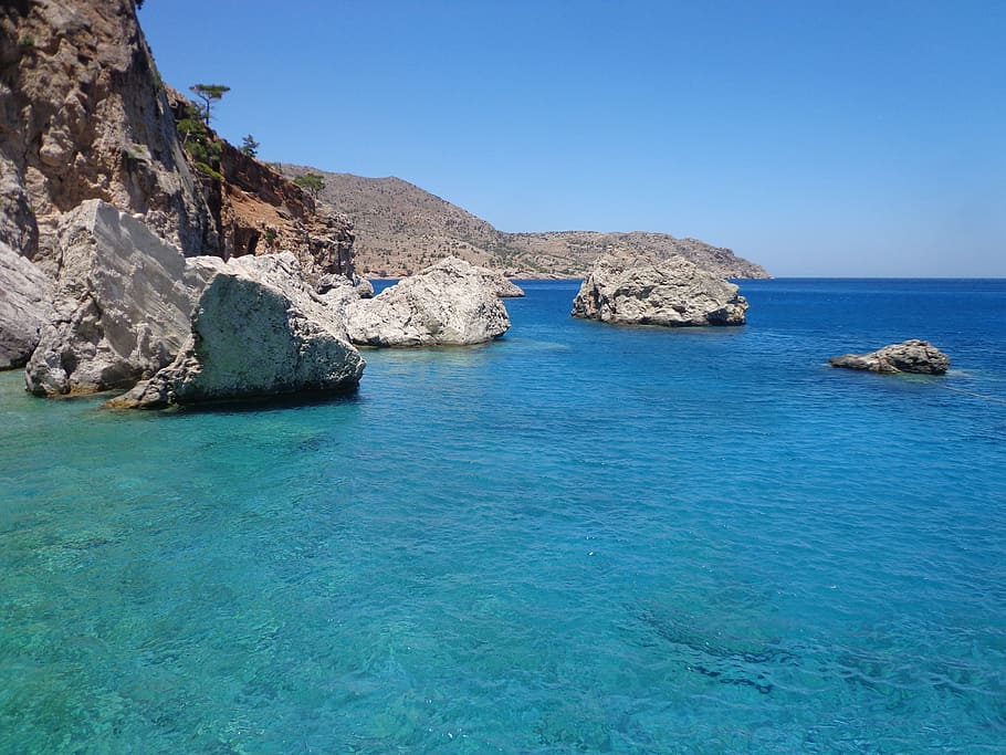 greece, karpathos, sea, water, blue, beauty in nature, scenics - nature, HD wallpaper