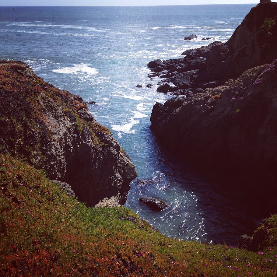 pacific, coast, wave, ocean, blue, california, america, rocky coast HD wallpaper
