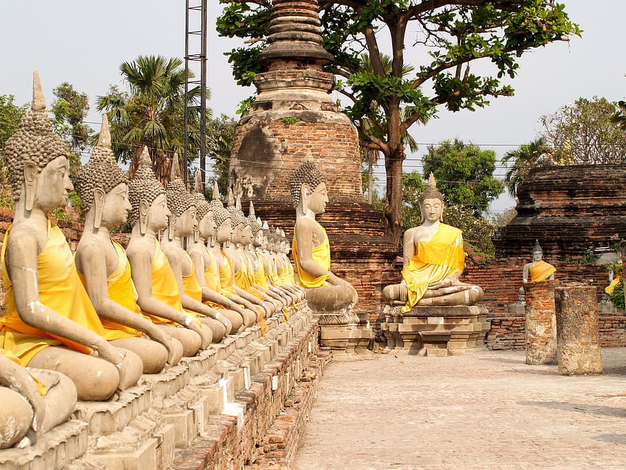 Ayutthaya, Thailand, Ethnicity, sculpture, oriental, travel, HD wallpaper