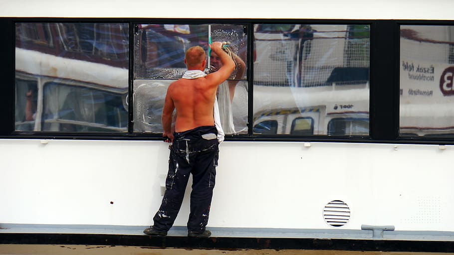 Ship, Window Cleaning, Sailor, one man only, transportation HD wallpaper