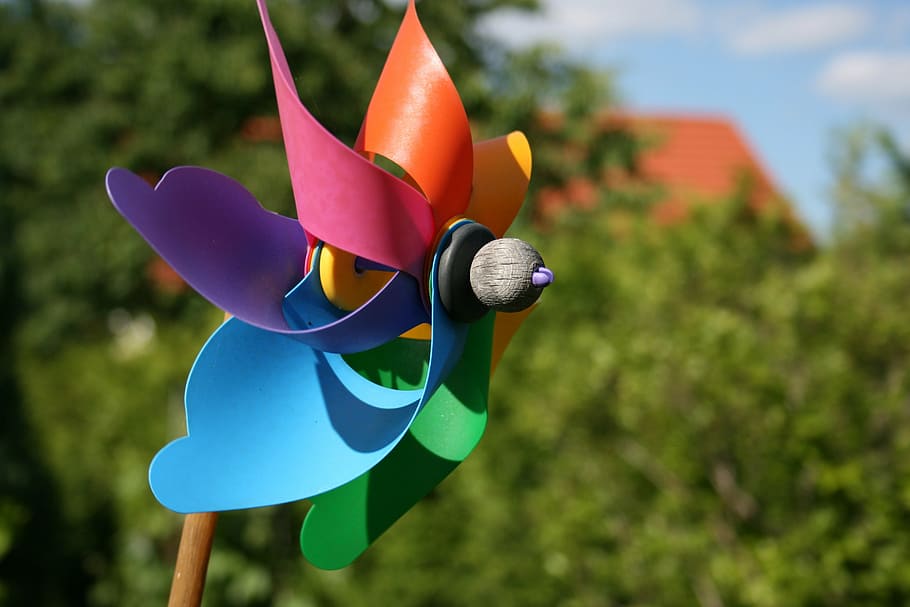 windmill, colors, toy, pinwheel toy, no people, focus on foreground HD wallpaper