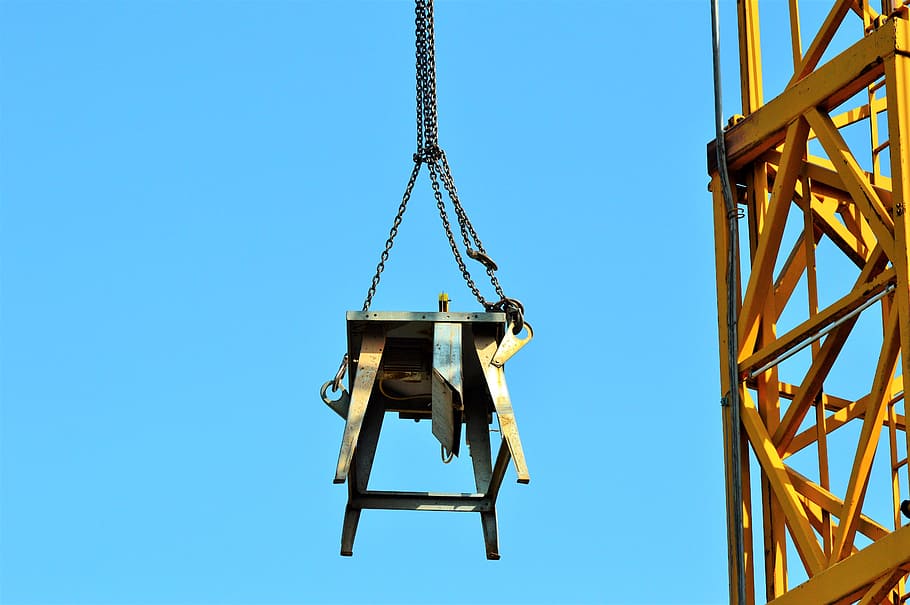 crane, baukran, load crane, crane arm, lift loads, circular saw, HD wallpaper