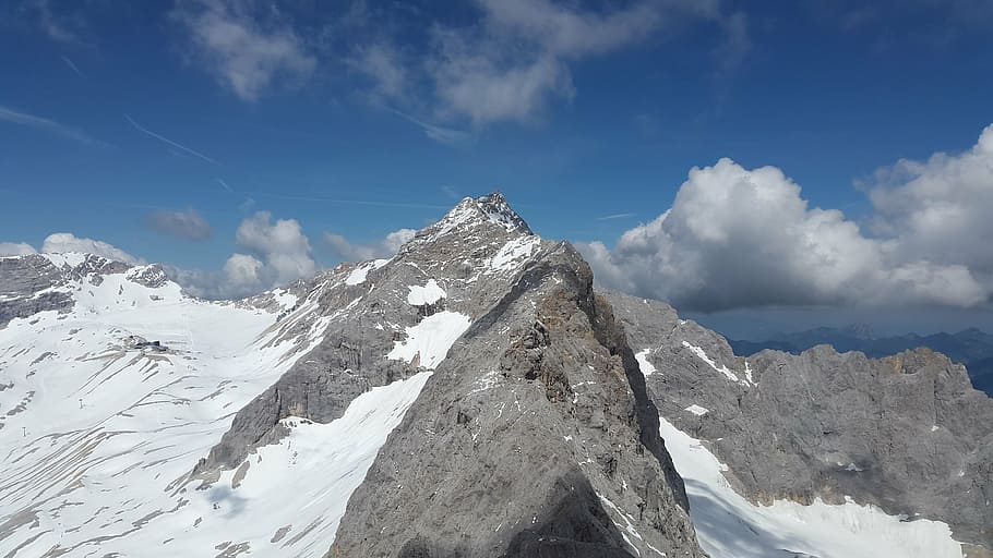arête, ridge, rock ridge, zugspitze massif, mountains, alpine, HD wallpaper