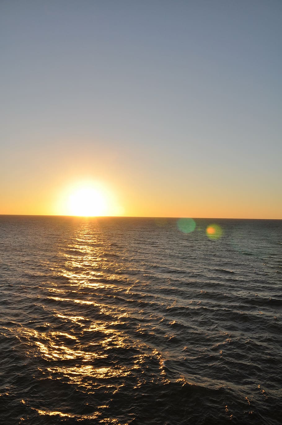 west, the sun, sunset, evening, sea, water, sky, horizon over water HD wallpaper