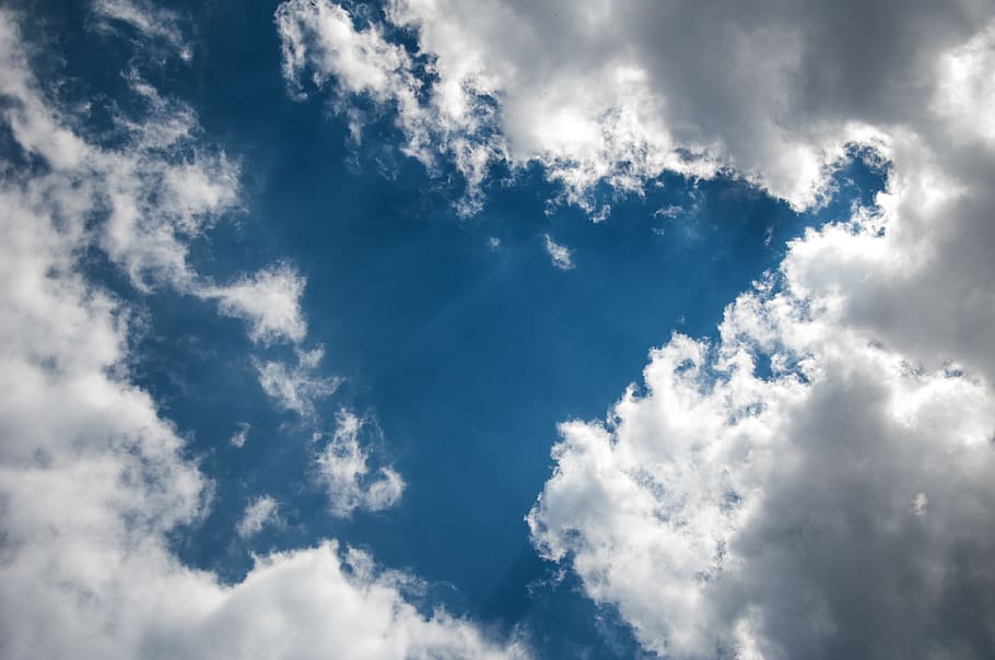 sky, cloud, blue, white, solar, summer, clouds, sunset, white clouds HD wallpaper