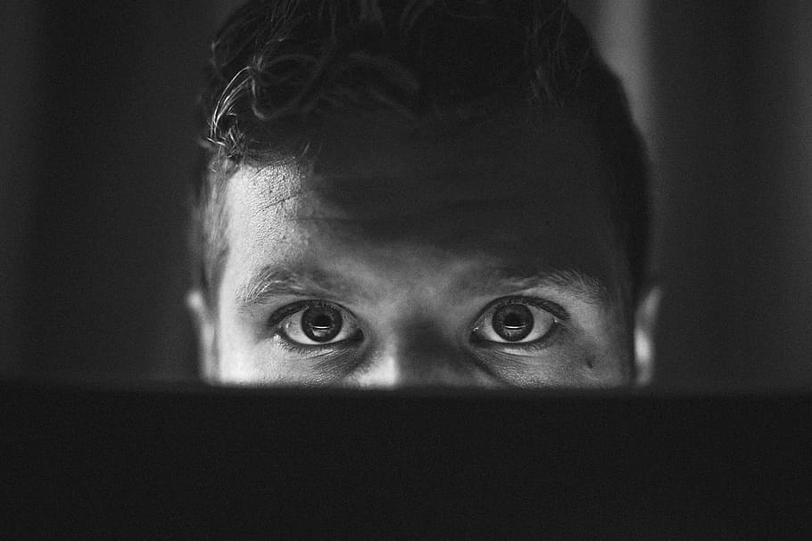 computer, eyes, laptop, man, monitor, notebook, person, screen HD wallpaper