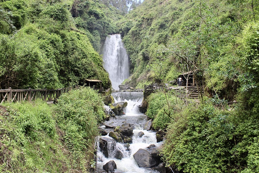 waterfall, peguche, otavalo, whitewater, cascade, cliff, falls, HD wallpaper