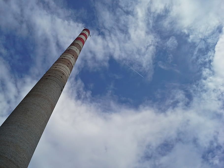 chimney, industry, environment, factory, sky, pollution, blue HD wallpaper