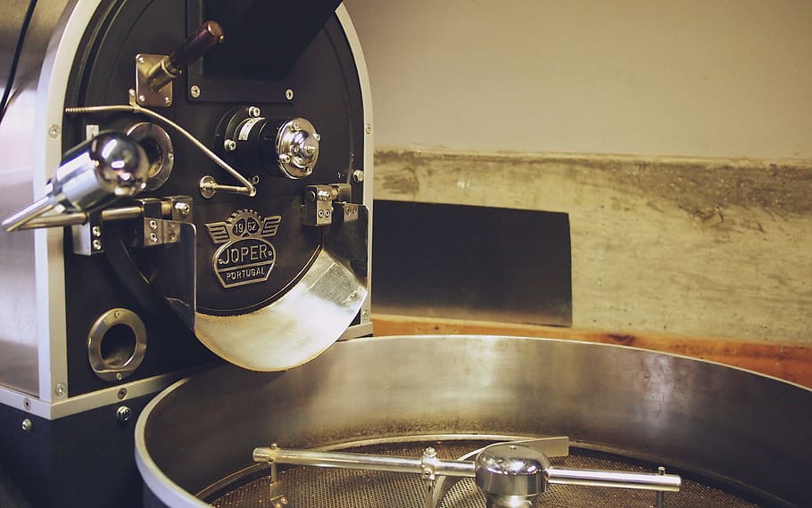 black and gray commercial machine, coffee roasting, equipment HD wallpaper