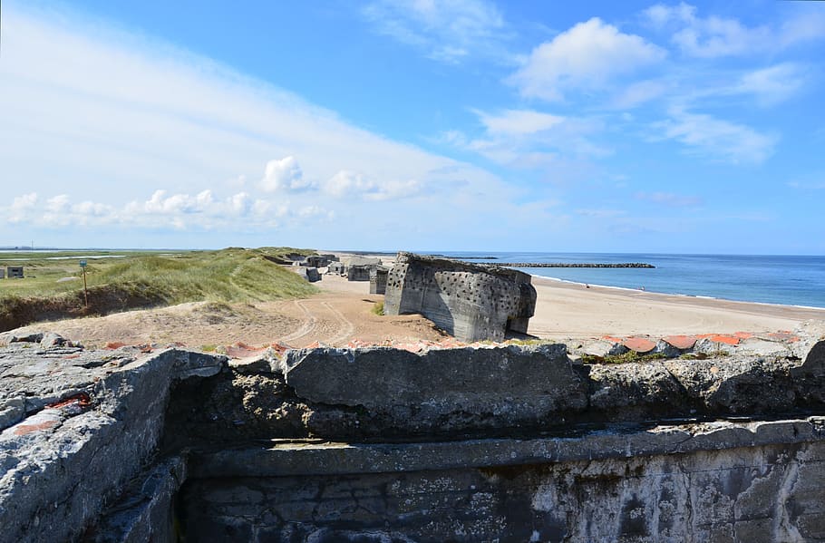 denmark, bunker, atlantic wall, north sea, scandinavia, beach
