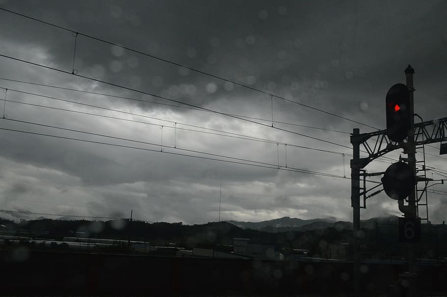 train, station, the traffic light, cloud, overcast, sky, cloud - sky HD wallpaper