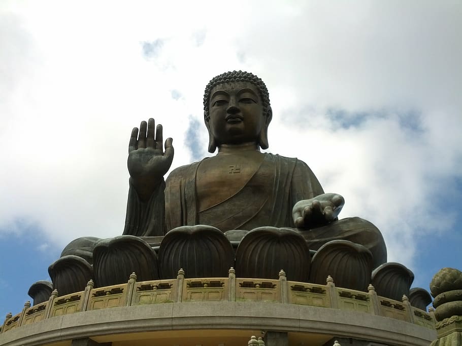 buddha, statue, lotus, buddhism, asia, religion, architecture HD wallpaper
