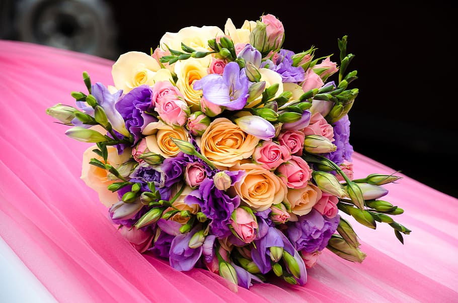 assorted-color flower bouquet, flowers, bridal bouquet, wedding, HD wallpaper