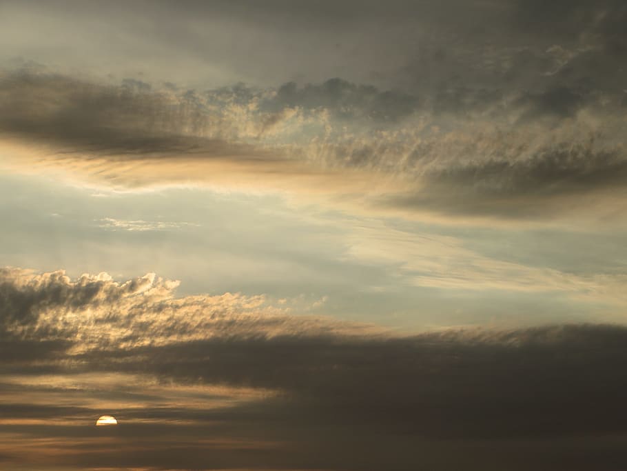 sunset, horizon, clouds, sky, cloud - sky, scenics - nature HD wallpaper