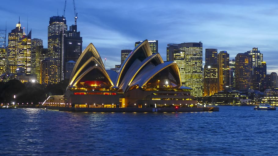 opera, sydney, australia, night view, architecture, water, built structure HD wallpaper
