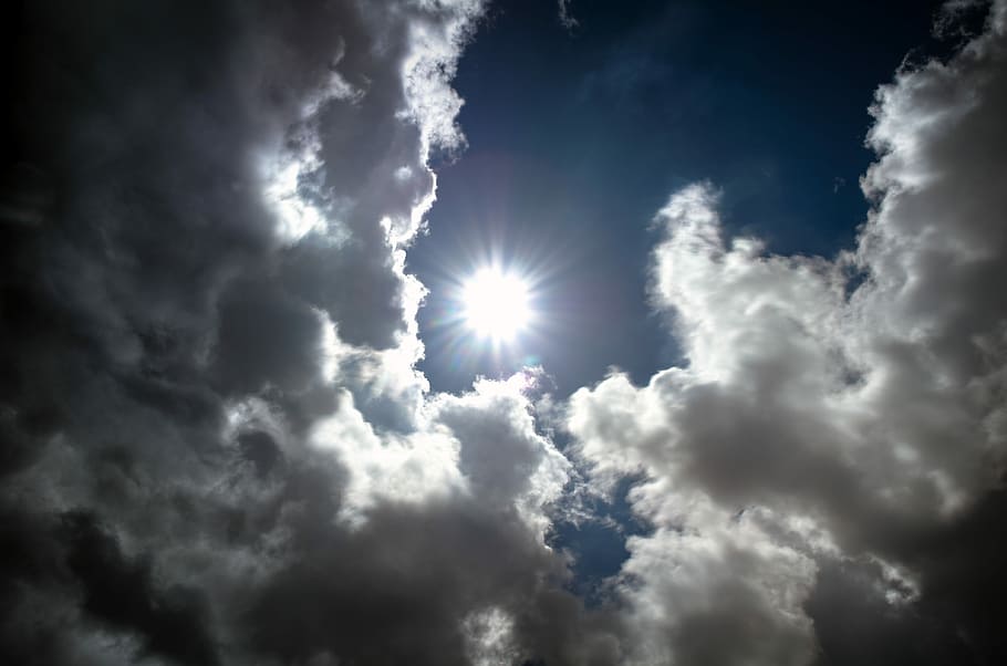 Hdr, Sun, Clouds, Sunlight, sky, weather, cloud - sky, cloudscape HD wallpaper