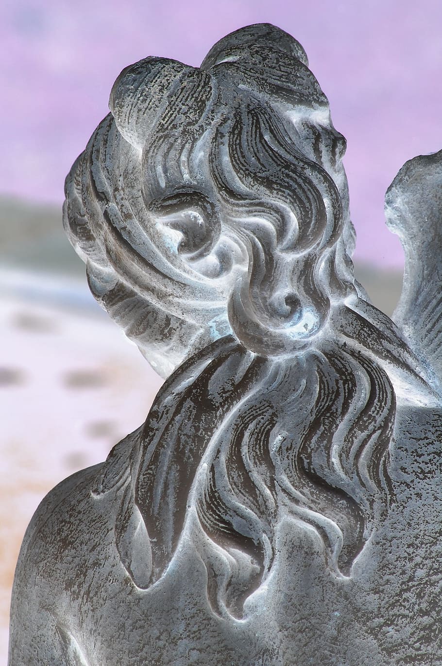 Statue, Sculpture, Texture, Stone, Woman, hair, head, back HD wallpaper