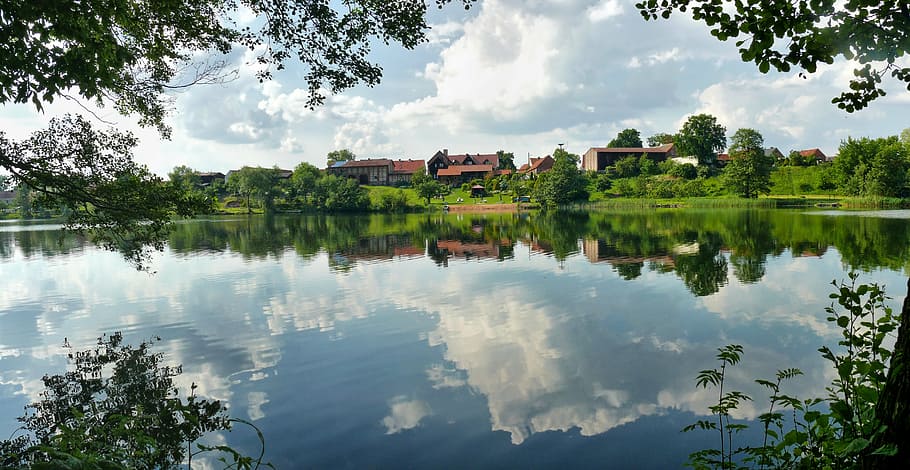 high, lake, nature, clouds, summer, reflection, cloud - sky HD wallpaper