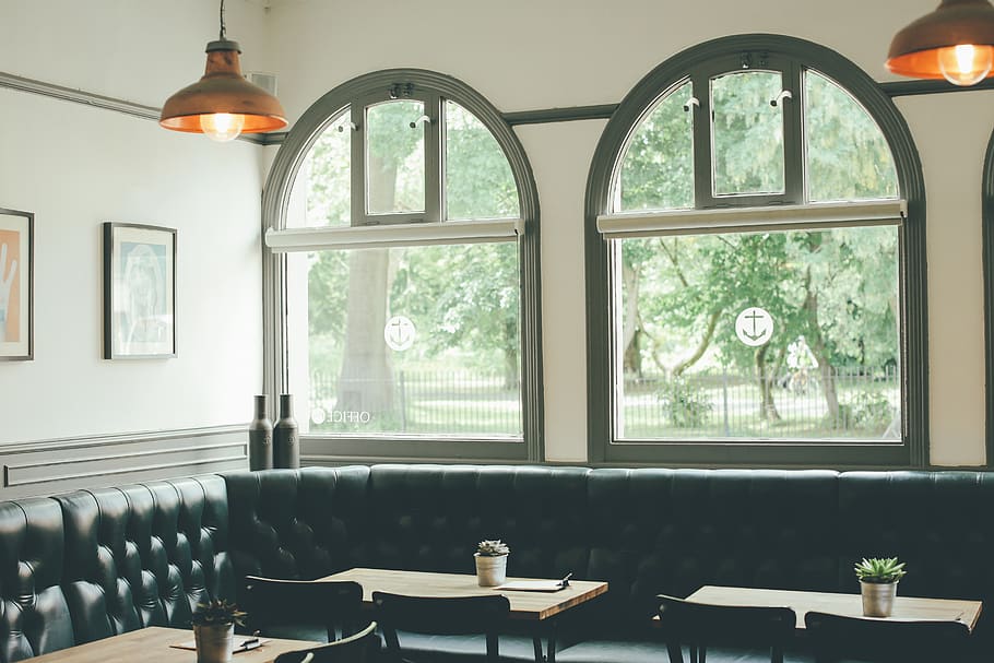 restaurant, cafe, tables, chairs, dining, interior, empty, seating HD wallpaper