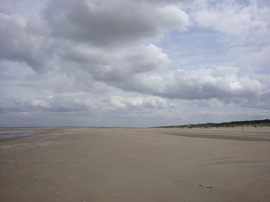 beach, clouds, nature, cloud - sky, land, scenics - nature HD wallpaper