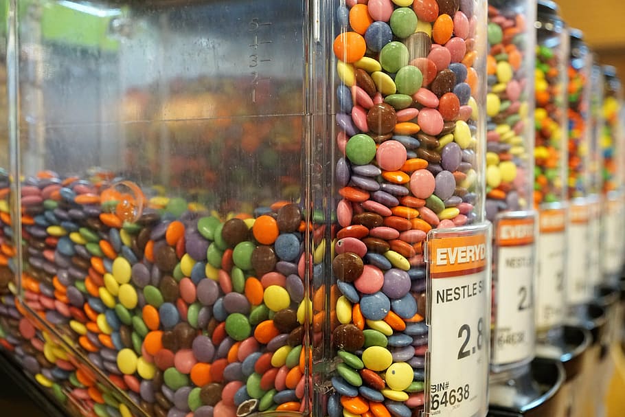 candy, automatic, buy, music, delicious, colorful, smarties HD wallpaper